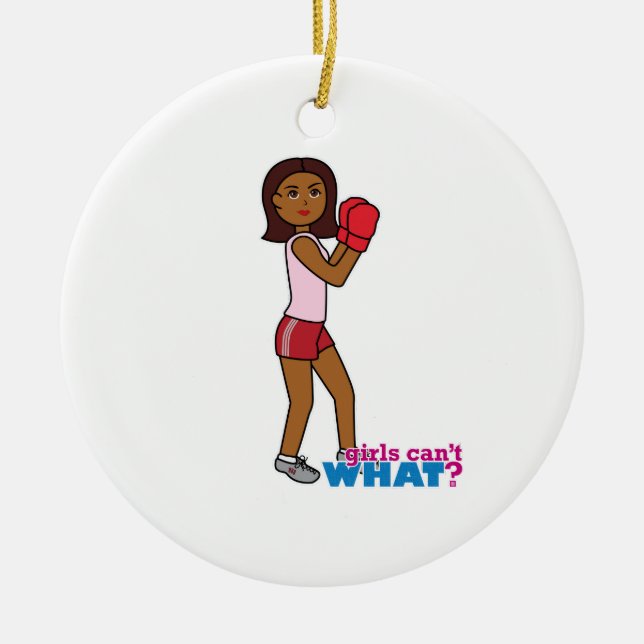 Boxing Girl Ceramic Tree Decoration (Front)