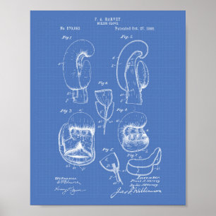 Boxing Glove 1896 Patent Art - Blueprint Poster