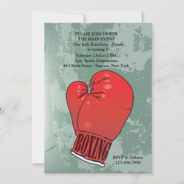 Boxing Glove Birthday Party Invitation (Front)