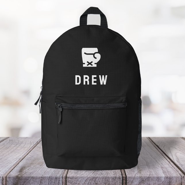 Boxing Glove Modern Black Name Boxer Printed Backpack (Creator Uploaded)