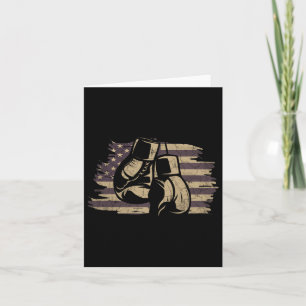 Boxing Gloves American Flag Retro Old School Boxin Card