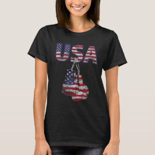 Boxing Gloves American Flag Tee For Women Kids Men