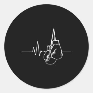 Boxing Gloves And Heartbeat  Classic Round Sticker