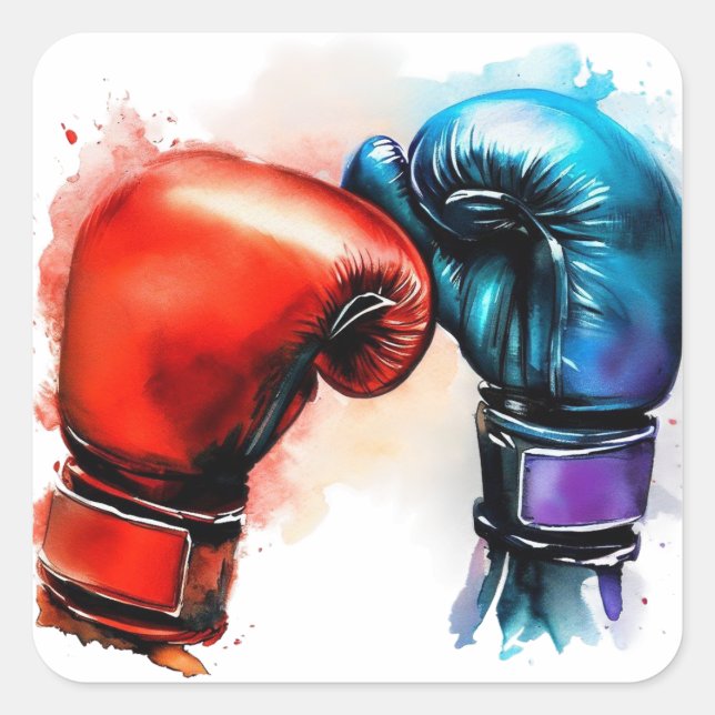 Boxing Gloves Art Square Sticker (Front)