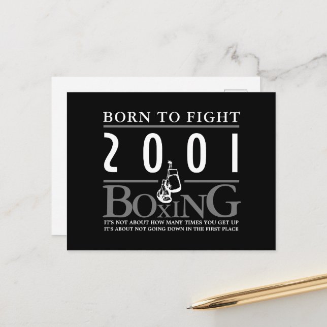 Boxing Gloves, Born to Fight Postcard (Front/Back In Situ)