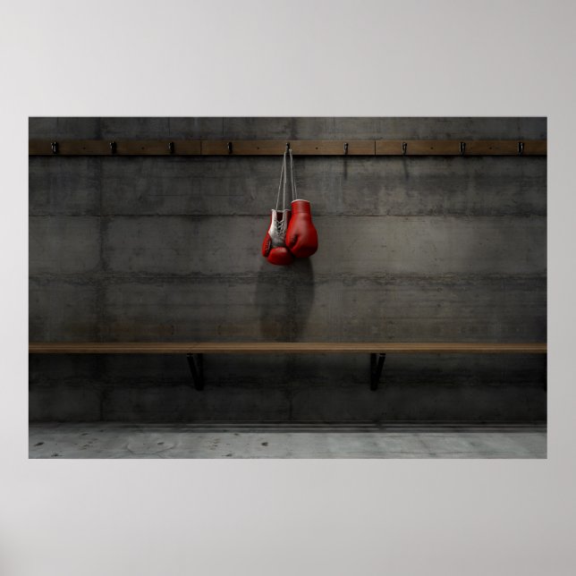 Boxing Gloves Hanging In Change Room Poster (Front)