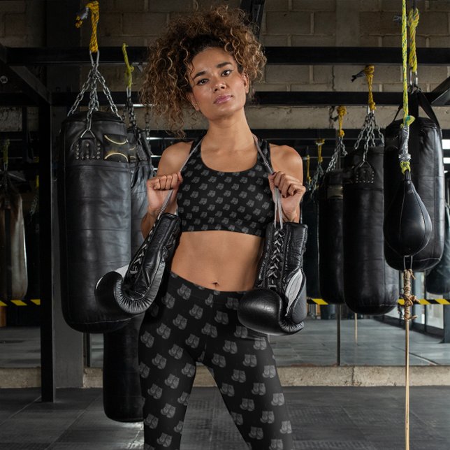 Boxing Gloves Hanging Pattern Sport Grey Black Leggings (Creator Uploaded)