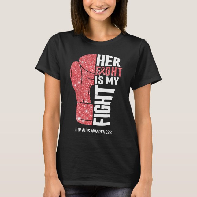 Boxing Gloves Hiv Aids Warrior T-Shirt (Front)