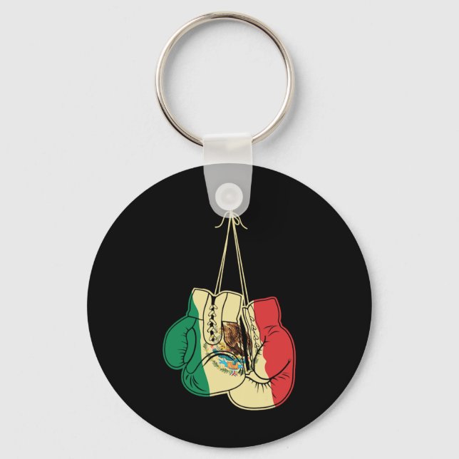 Boxing Gloves Mexican Flag Mexico Boxer Coach Gift Key Ring (Front)