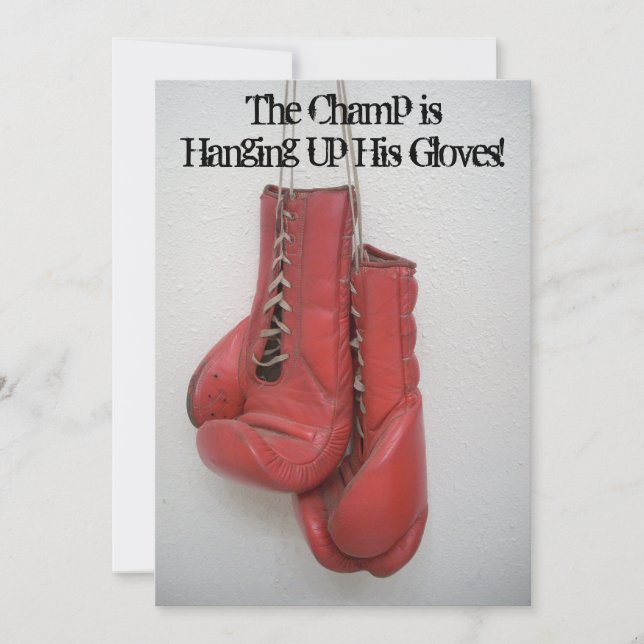Boxing Gloves Retirement Party Invitations (Front)