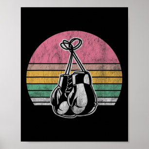 Boxing Gloves Retro Style Vintage Sunset Colours Poster