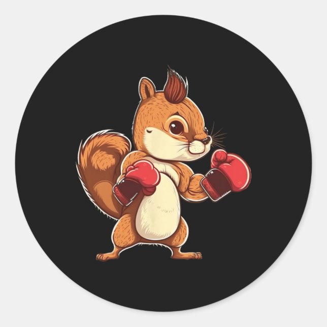Boxing Gloves Squirrel Boxer Kickboxer Kickboxing  Classic Round Sticker (Front)