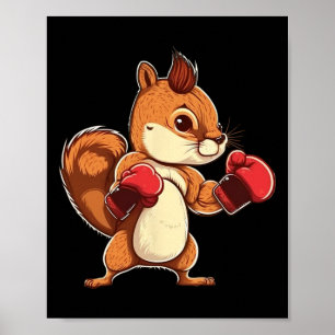 Boxing Gloves Squirrel Boxer Kickboxer Kickboxing  Poster