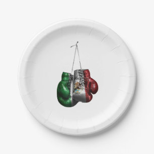Boxing Gloves T-Shirt - Mexico Vintage flag Paper Plate