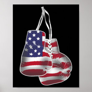 Boxing Gloves Vintage American Flag Style Women Ki Poster
