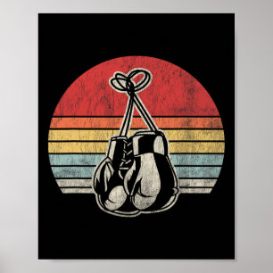 Boxing Gloves Vintage Style Retro Sunset Poster