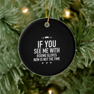 Boxing gloves white ceramic tree decoration