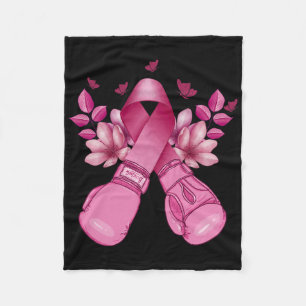 Boxing Gloves With Pink Ribbon Breast Cancer Suppo Fleece Blanket