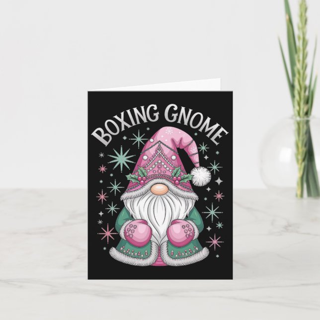 Boxing Gnome Christmas Holiday Fun  Card (Front)