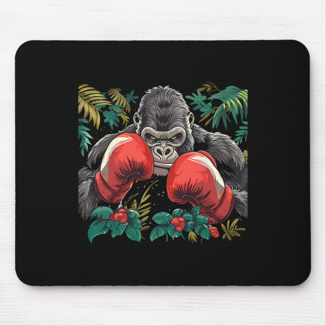 Boxing Gorilla With Boxing Gloves Kickboxing Funny Mouse Pad (Front)
