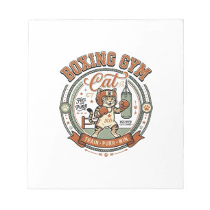 Boxing Gym Cat Boxing Gym Cat Vintage Vector Art S Notepad