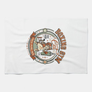 Boxing Gym Cat Boxing Gym Cat Vintage Vector Art S Tea Towel