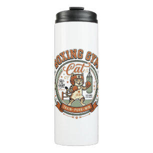 Boxing Gym Cat Boxing Gym Cat Vintage Vector Art S Thermal Tumbler