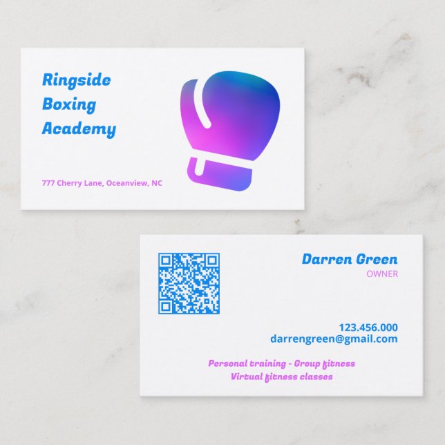 Boxing Gym QR Business Card (Front/Back)
