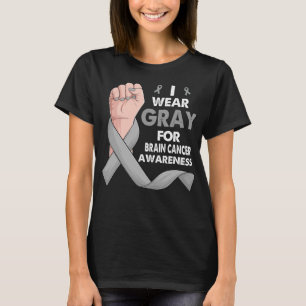 Boxing Hand I Wear grey For BRAIN CANCER Awareness T-Shirt