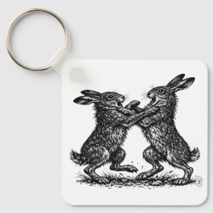 Boxing Hares – Haunted Ink Woodland Duel Key Ring