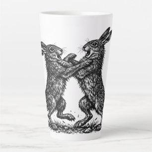 Boxing Hares – Haunted Ink Woodland Duel Latte Mug