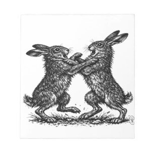 Boxing Hares – Haunted Ink Woodland Duel Notepad