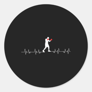 Boxing Heartbeat Art Boxing Gloves Gym Boxer Boys Classic Round Sticker