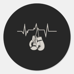 Boxing Heartbeat Boxing Gloves Workout Gym Exercis Classic Round Sticker