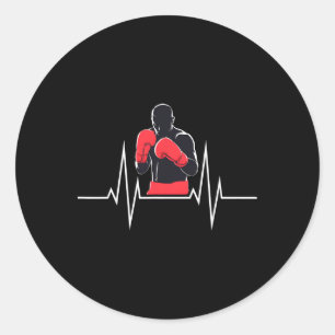 Boxing Heartbeat Classic Round Sticker