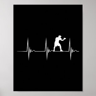 Boxing Heartbeat Ekg Pulse Boxer Boxing Gloves Kic Poster