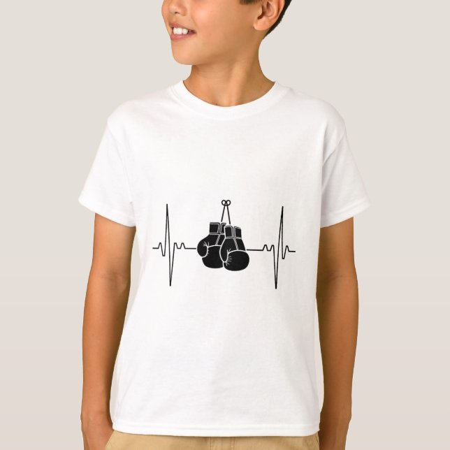 Boxing Heartbeat Line Punch Design  T-Shirt (Front)