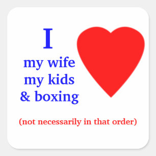 Boxing I Heart My Wife Square Sticker