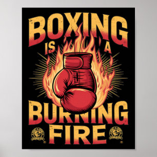 Boxing Is A Burning Fire Poster
