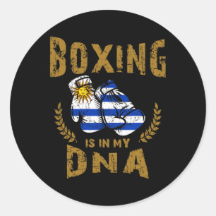 Boxing Is In My D-n-a Uruguay Flag Boxing Gloves  Classic Round Sticker