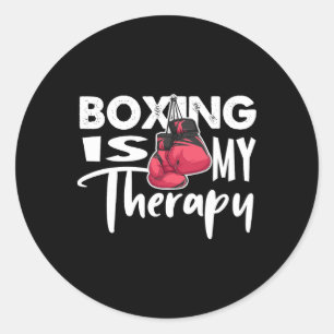 Boxing Is My Therapy Funny Boxing Quote Gym Fighte Classic Round Sticker