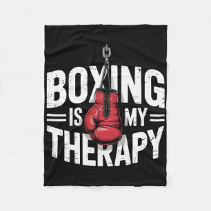 Boxing Is My Therapy Funny Fighter Gloves Punching Fleece Blanket