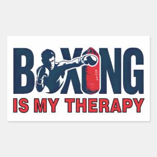 Boxing is my therapy rectangular sticker