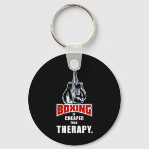 Boxing Its Cheaper Than Therapy Funny Saying Key Ring