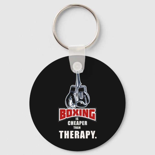 Boxing Its Cheaper Than Therapy Funny Saying  Key Ring (Front)