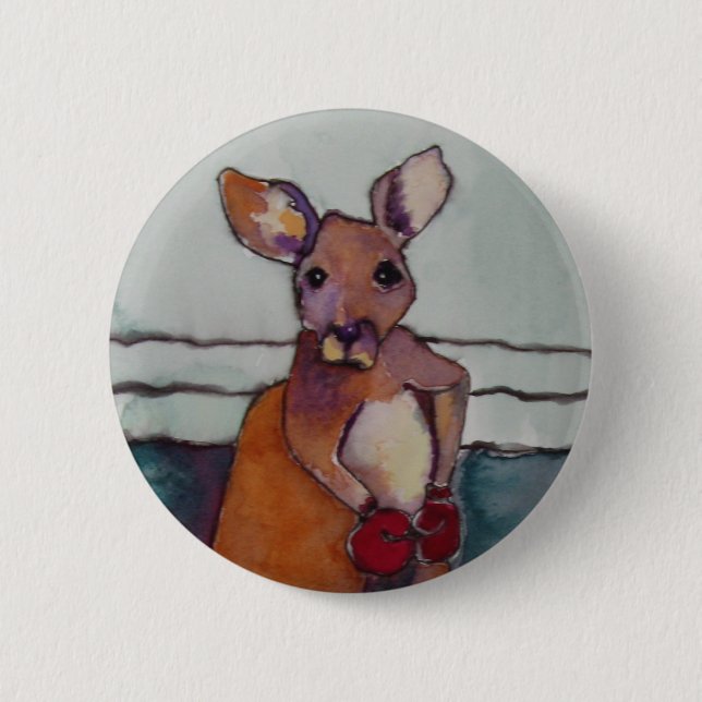 " BOXING KANGAROO," - Button (Front)