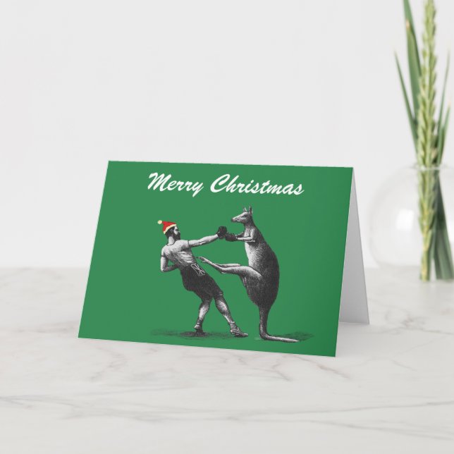boxing kangaroo christmas holiday card (Front)