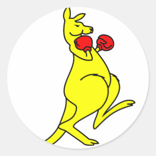 Boxing Kangaroo Classic Round Sticker