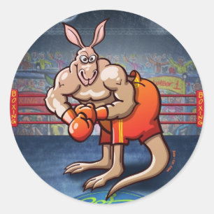 Boxing Kangaroo Classic Round Sticker