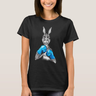 Boxing Kangaroo Sport Blue Gloves T-Shirt